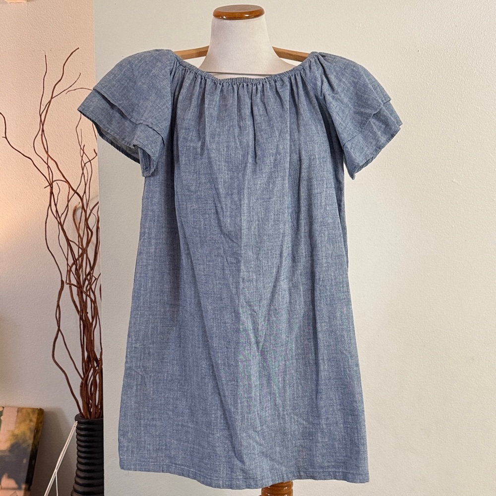 Blue Off-Shoulder Mini Dress